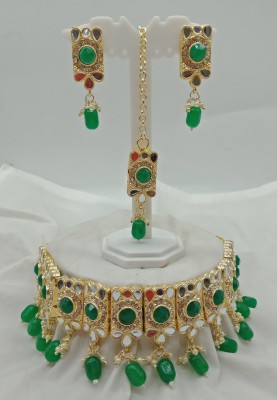 NMimitation Alloy Gold-plated Gold, Green, White Jewellery Set(Pack of 1)