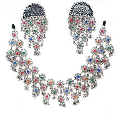 SHAH ENTERPRISES Oxidised Silver Multicolor Jewellery Set(Pack of 1)