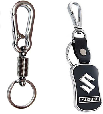 JAINSON MARTIN Combo of Suzuki Leather Hook & Spring Hook Locking Metal Keychain Key Chain