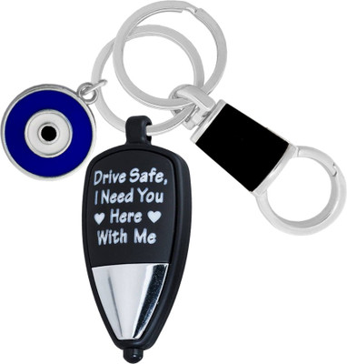 KYP Fashion Round Shape Evil Eye Nazar Suraksha Kavach Locket Message Drive Safe Keyring Key Chain