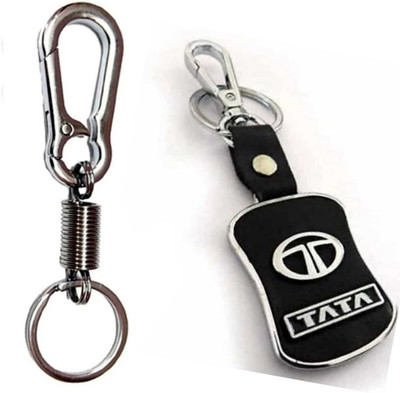 JAINSON MARTIN Combo of Tata Leather Hook & Spring Hook Locking Metal Keychain Key Chain