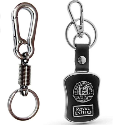 JAINSON MARTIN Combo of Royal Enfield Leather & Spring Hook Metal Keychain Key Chain