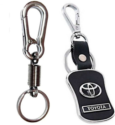 JAINSON MARTIN Combo of Toyota Leather Hook & Spring Hook Locking Metal Keychain Key Chain