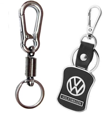 JAINSON MARTIN Combo of Volkswagen Leather Hook & Spring Hook Metal Keychain Key Chain