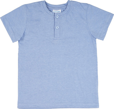 KiddieKid Boys Solid Cotton Blend Regular T Shirt(Blue, Pack of 1)