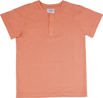KiddieKid Baby Boys Solid Cotton Blend Regular T Shirt(Pink, Pack of 1)