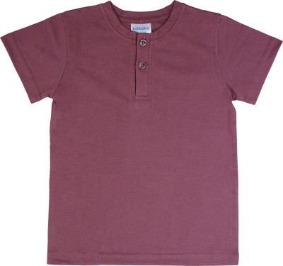 KiddieKid Boys & Girls Solid Cotton Blend T Shirt(Purple, Pack of 1)