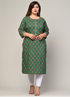 Swasti Women Printed Straight Kurta(Green)