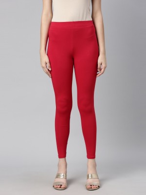 Any Fashion Ankle Length  Western Wear Legging(Red, Solid)