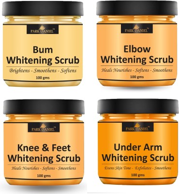 PARK DANIEL Bum, Elbow, Knee Feet & Underarms Skin Whitening Scrub Pack of 4 100gm(400 gm) Scrub(400 g)