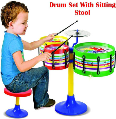 ARNIYAVALA Drum Set for Kids Big Size Drum Set for Kids of Age 5-10 Years with 3 Drums(Multicolor)