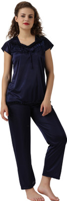 Jumri Doll Women Self Design Black Top & Pyjama Set
