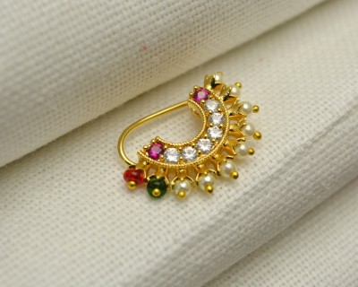 KYOOT JEWELS Pearl, Ruby Gold-plated Plated Alloy, Stone Nose Stud