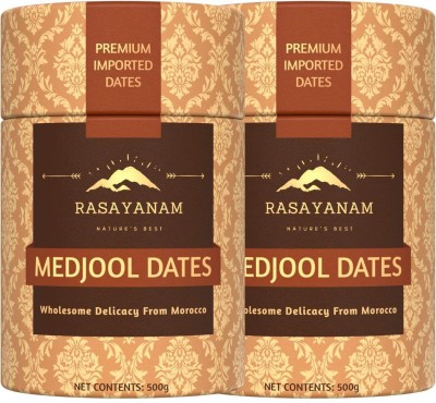 Rasayanam Medjool/ Medjoul Dates (Khajoor) Pack of 2 (1kg) | Grade A Dates, Wet Dates(2 x 500 g)