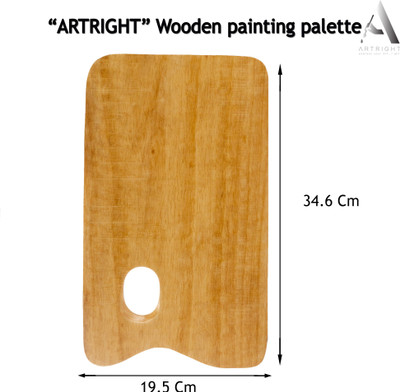 ArtRight Wooden Rectangular Palette 0 Paint Wells Palettes(Set of 1, Wooden Brown)