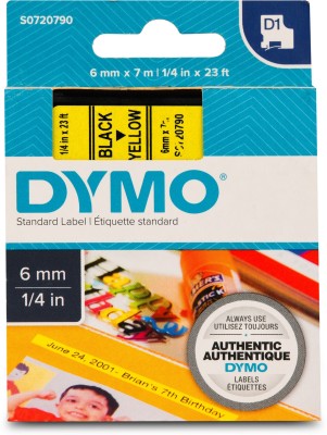 Dymo D1 6MMX7M BLK/YLW TAPE EU/ANZ Self Adhensive Paper Label(Yellow)
