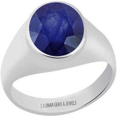 S KUMAR GEMS & JEWELS Certified Natural 5.25 Ratti Blue SapphireStone ( Neelam ) For Men And Women Sterling Silver Sapphire Ring