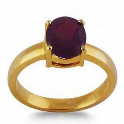 Senroar 8.25 Ratti Hessonite Garnet Gomed Gemstone Golden Ring Brass Garnet Ring
