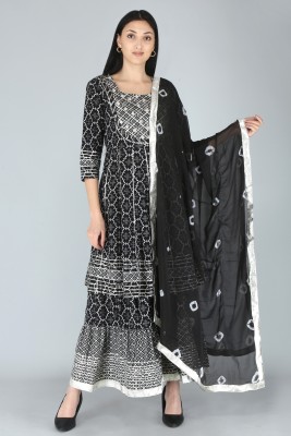 Jyoti Floral Print Kurta, Sharara & Dupatta Set