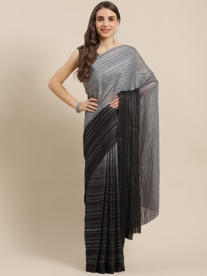 CHHABRA 555 Embellished Bollywood Georgette Saree(Black)