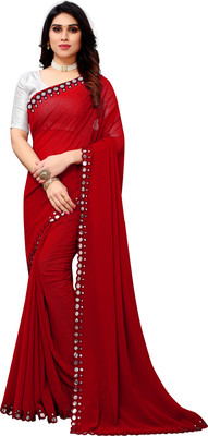 Laddu creation Embellished Bollywood Georgette Saree(Red)