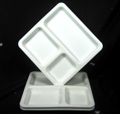 Everbuy Pav Bhaji Plates for Restaurant |3 In 1 Plate with Compartments for Event, Party Sectioned Plate(Pack of 4, Microwave Safe)