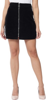 TREND ARREST Solid Women Pencil Black Skirt