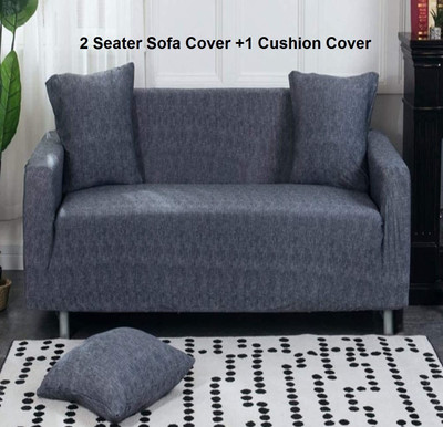 lukzer Polyester Striped 2 Seater Sofa Cover(Dark Blue Lining Design Pack of 1)