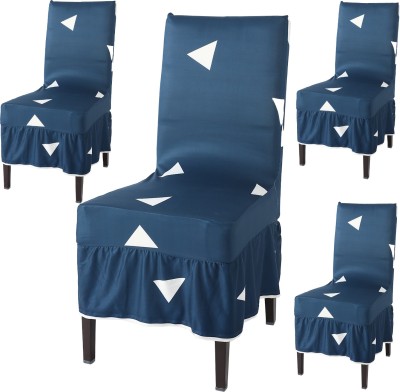 HOKiPO Polyester Geometric Chair Cover(Blue Pack of 4)