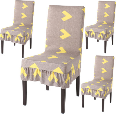 HOKiPO Polyester 4 Seater Chair Abstract Cover(Pack of 4 Brown)