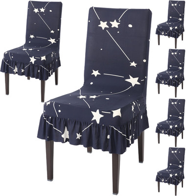 HOKiPO Polyester 6 Seater Chair Abstract Cover(Pack of 6 Blue)