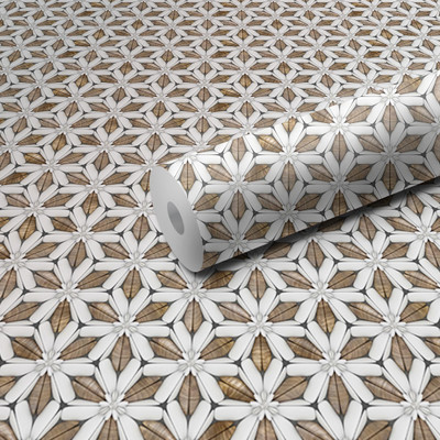 WallDaddy 304.8 cm L-coffe white flower Self Adhesive Sticker(Pack of 1)