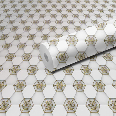 WallDaddy 304.8 cm L-GemsHexa Self Adhesive Sticker(Pack of 1)