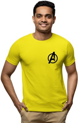 Fashion And Youth Typography, Solid Men Round Neck Yellow T-Shirt