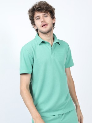 KETCH Solid Men Polo Neck Green T-Shirt