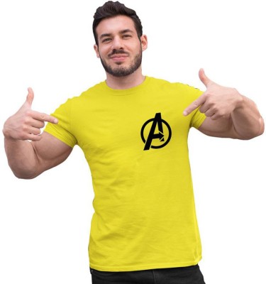 Fashion And Youth Printed Men Round Neck Yellow T-Shirt