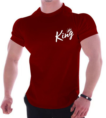 Fashion And Youth Graphic Print Men Round Neck Maroon T-Shirt