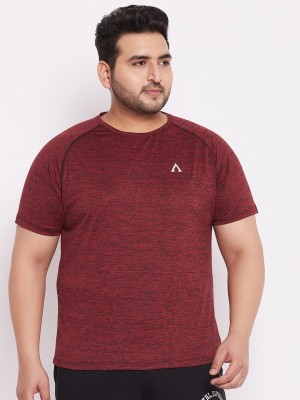 Austivo Self Design Men Round Neck Maroon T-Shirt