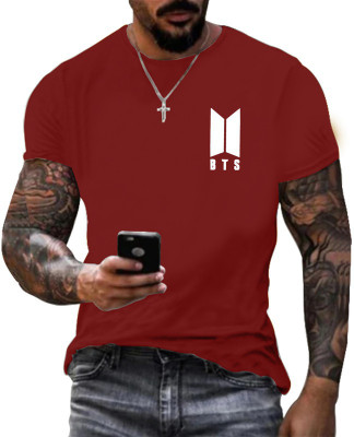 Fashion And Youth Printed Men Round Neck Maroon T-Shirt
