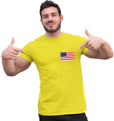 TeeWink Printed Men Round Neck Yellow T-Shirt