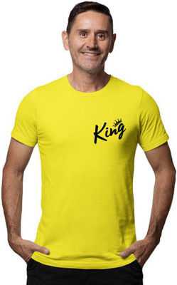 Fashion And Youth Printed Men Round Neck Yellow T-Shirt
