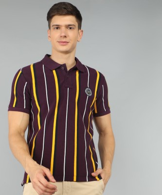 U.S. POLO ASSN. Striped Men Polo Neck Purple T-Shirt