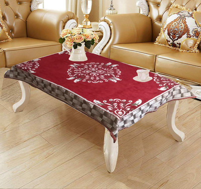LEAFNEST Self Design 4 Seater Table Cover(Maroon, Velvet)