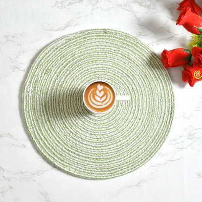 LaVichitra Round Pack of 2 Table Placemat(Green, Cotton)
