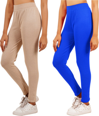 Eazy Trendz Solid Women Beige, Blue Tights
