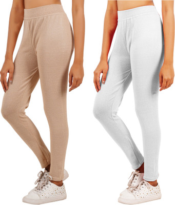 Eazy Trendz Solid Women Beige, White Tights
