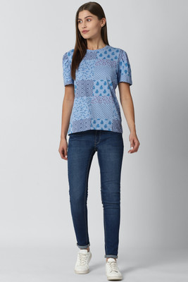 VAN HEUSEN Casual Printed Women Blue Top