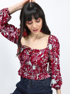 Tokyo Talkies Casual Floral Print Women Red Top