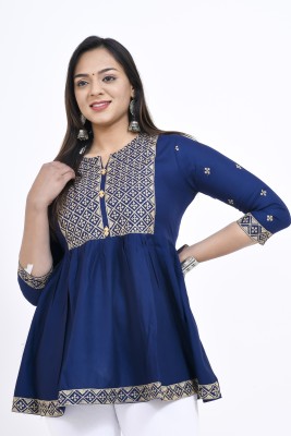 shri shyam Casual Floral Print Women Dark Blue Top