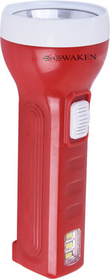 Waken LED Torch 2in1 Emergency Light Rechargeable 8801 Torch(Red, 15.5 cm, Rechargeable)